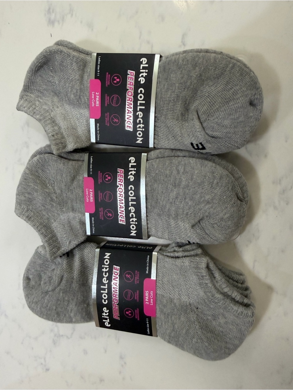 Woman’s Grey No-Show Socks - 3 pack - Picture 2 of 4